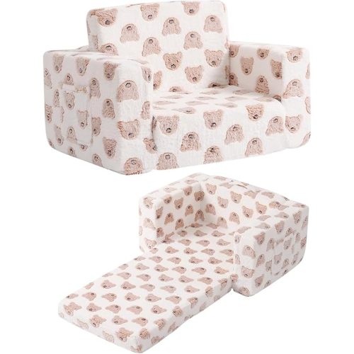 Toddler Chair Kids Couch, 2-in-1 Comfy Armchair with Removable and Washable Cover Carrying Handle, Convertible Reading Chair Toddler Couch for Girls and Boys