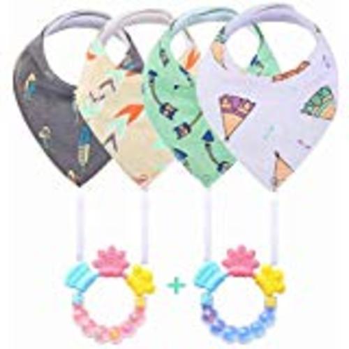Baby Bandana Drool Bibs and Teething toys Made with 100% Organic Cotton, Super Absorbent and... - 6-Pack Unisex
