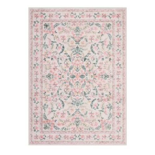 COZONY Washable Floral Area Rug with Non-Slip Backing, Soft Carpet for Living Room Bedroom and Dining Room