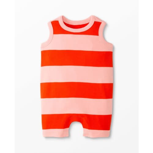 Baby Striped Tank Romper (Orange Spice)