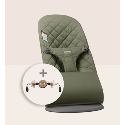 BabyBjörn Bouncer Bundle with Toy- Dark green, Woven Classic quilt