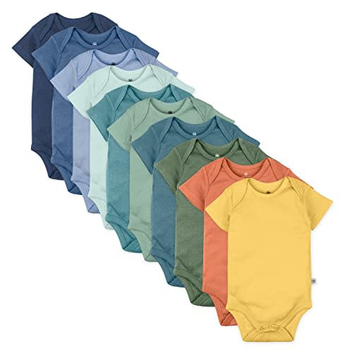HonestBaby 10-pack Short Sleeve Bodysuits One-piece 100% Organic Cotton for Infant Baby Boys, Girls, Unisex