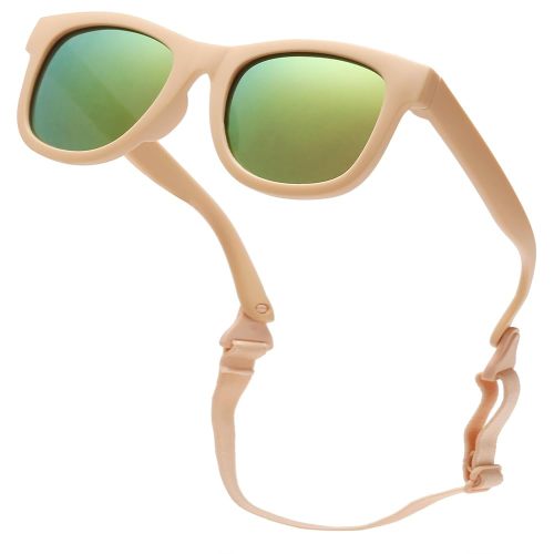 Flexible Polarized Infant Baby Sunglasses with Strap for Newborn Toddler Boys Girls Age 0-24 Months