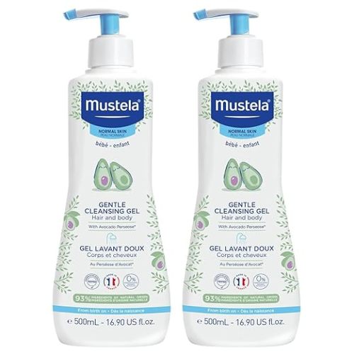 Mustela Baby Gentle Cleansing Gel - Baby Hair & Body Wash - with Natural Avocado fortified with Vitamin B5 - Biodegradable Formula & Tear-Free - 1 or 2-Pack - Various Sizes