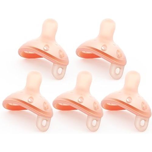 Baby Pacifiers 0-6 Month, Breast Like Shape Soft Silicone Newborn Pacifiers 0-3 Months with Large Air Holes, BPA-Free, 5pcs