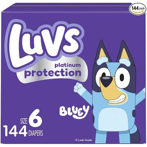 Luvs Diapers - Size 6, 144 Count, Bluey Platinum Protection Baby Diaper