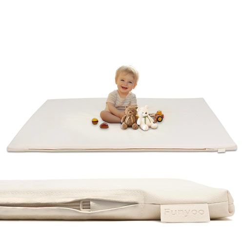 Large Baby Play Mat for Floor, 1.2" Thick Foam Mat with Soft Vegan Leather, Baby Tummy Time Playmat for Safe Play Area, Fits Playpens