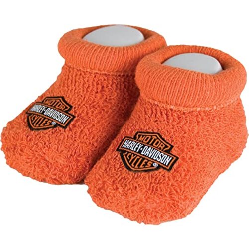 Harley-Davidson Baby Boys' Boxed Booties, Bar & Shield Logo, Orange