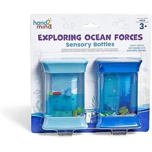 hand2mind Exploring Ocean Forces Sensory Bottles, Quiet Fidget Toys for Kids 3-5, Toddler Learning Toys, Calming Corner Classroom, Calm Down Corner Supplies, Preschool Science Center Materials