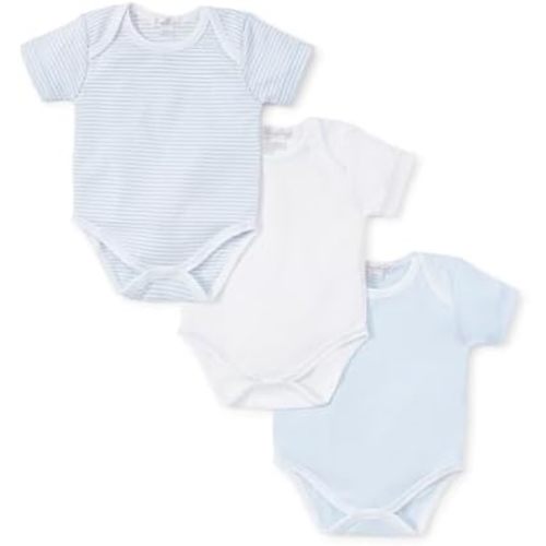 kissy kissy Baby Boys and Girls 100% Pima Cotton 3-Pack Short Sleeve Bodysuit Set in Giftable Tulle Bag, Newborn to 9 Months