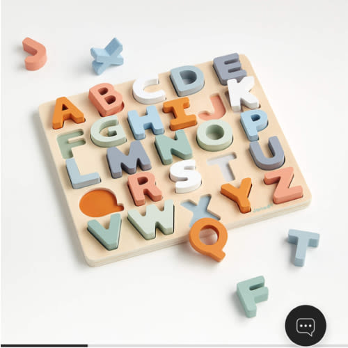 Janod Sweet Cocoon Alphabet Wooden Baby Puzzle and Chalkboard