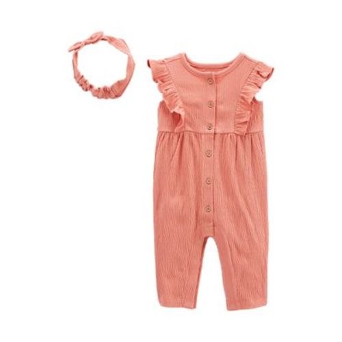 Baby Girls Jumpsuit and Headwrap Set