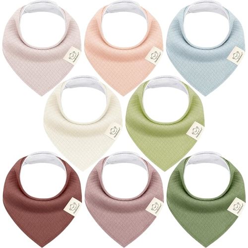 8-Pack Organic Baby Bandana Bibs - Moor/Quin Color