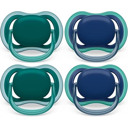 Philips Avent Ultra Air Pacifier - 4 x Light, Breathable Baby Pacifiers for Babies Aged 6-18 Months, BPA Free with Sterilizer Carry Case, SCF085/52