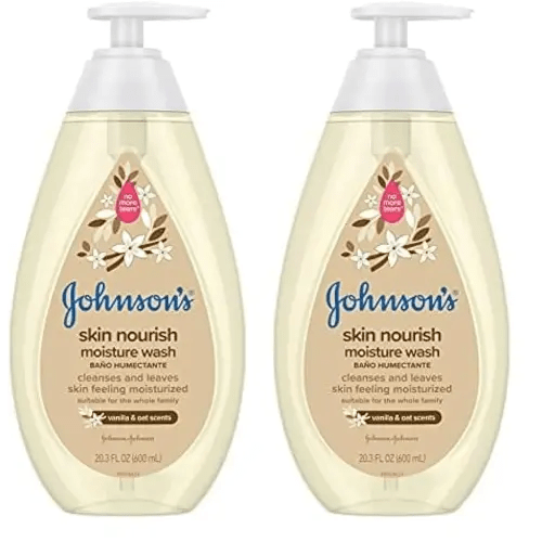 Johnson's Baby Skin Nourishing Moisture Baby Body Wash With Vanilla & Oat Scents, Hypoallergenic & Tear Free Baby Bath Wash, Paraben-, Dye-, Sulfate & Phthalate-Free, 20.3 fl. oz (Pack of 2)