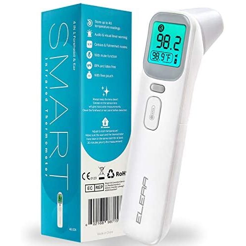 ELERA Ear and Forehead Thermometer, Infrared Thermometer for Baby, Infant, Adults and Kids, 1 Second Reading, Memory Recall with Fever Alarm and Mute Mode