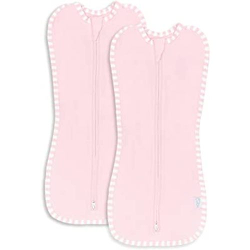 Comfy Cubs Swaddle Blanket Baby Girl Boy Easy Zipper Wrap 2 Pack Newborn Infant Sleep Sack (Small 0-3 Months, Pink)