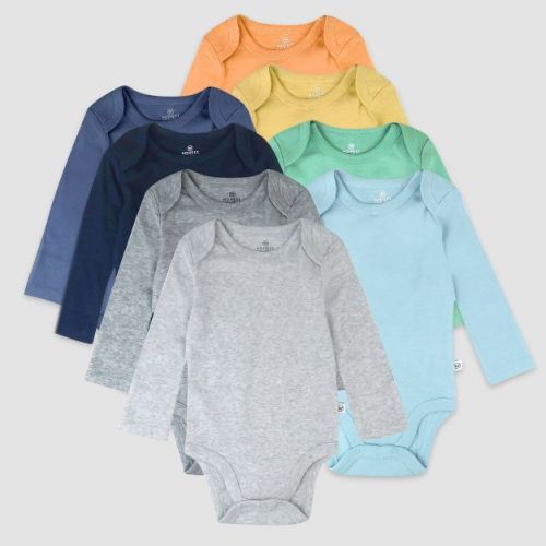 Honest Baby Boys' 8pk Rainbow Organic Cotton Long Sleeve Bodysuit - Blue/orange 6-9m