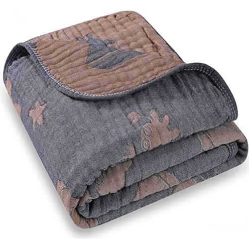 Ultra Soft Muslin Baby Blanket, Made of Viscose from Bamboo and Muslin from Cotton, A Versatile Swaddle and Bed Blanket for Babies, Toddlers, Boys, and Girls (1 Pack).