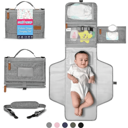 Portable Changing Pad with Shoulder Strap - Detachable Travel Changing Pad - Baby Shower Gifts - Fully Padded & Lightweight - Baby Boy Gifts - Diaper Changing Pad - Changing Mat 27"x22"