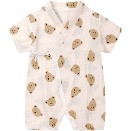 PAUBOLI Newborn Muslin Robe Cotton Baby Kimono Romper Infant Layette 0-24 Months