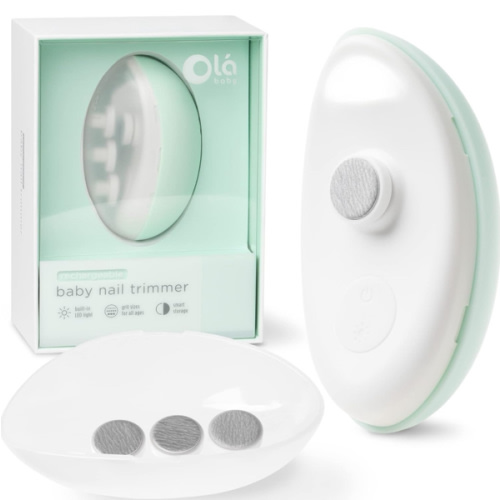Olababy Rechargeable Electric Baby Nail Trimmer | Newborn Nail Clipper | Electronic File for Babies | Infant/Toddler Nail Grooming Kit | Portable Manicure Essentials | LED Light Fingernail Cutter Set