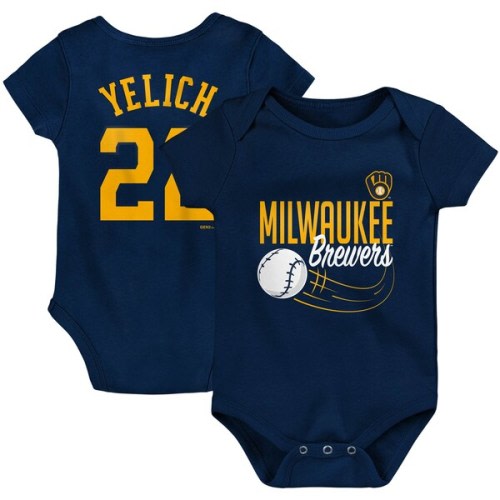 Newborn & Infant Milwaukee Brewers Christian Yelich Navy Slugger Name & Number Bodysuit