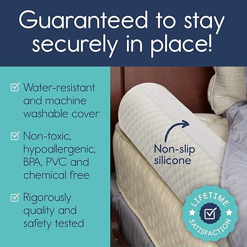 hiccapop [1-Pack] Toddler Bed Rail Bumper, Bed Bumper for Toddlers, Kids Foam Safety Bed Guard Rail for Toddlers, Bed Side Rail for Twin, Queen, King