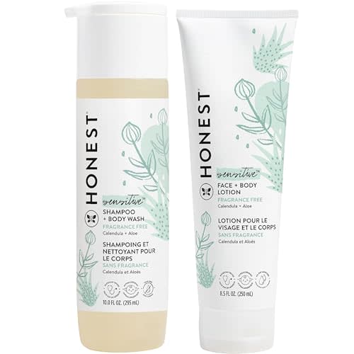The Honest Company Fragrance Free Bundle for Sensitive Skin | 2-in-1 Cleansing Shampoo + Body Wash and Hydrating Face + Body Lotion | Gentle for Baby + Hypoallergenic | 10 fl oz, 8.5 fl oz