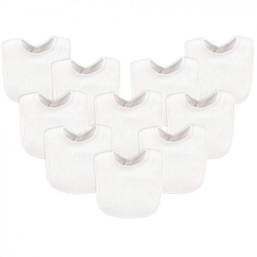 Luvable Friends Baby Cotton Terry Bibs 10pk, White, One Size