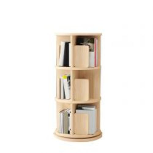 Solid Wood Rotatable Standard Bookcase Children's Storage Bookshelf - Wood Color 18.1"L x 18.1"W x 38.2"H
