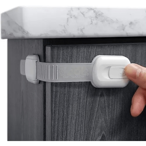 Child Safety Strap Locks (4 Pack) for Fridge, Cabinets, Drawers, Dishwasher, Toilet, 3M Adhesive No Drilling - Jool Baby