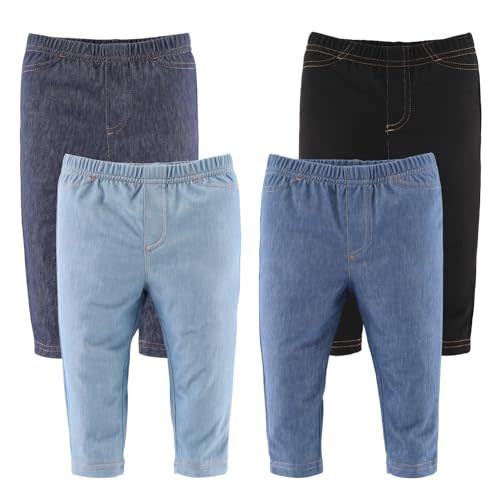 The Peanutshell Baby Jeggings for Boys and Girls, Super Soft Stretchy Denim, Unisex 4 Pack