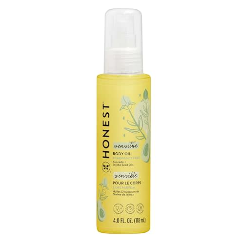 The Honest Company Fragrance Free Moisturizing Body Oil | Nourish + Soothe Baby's Skin | Plant-Based, Hypoallergenic, Vegan | 4.0 fl oz