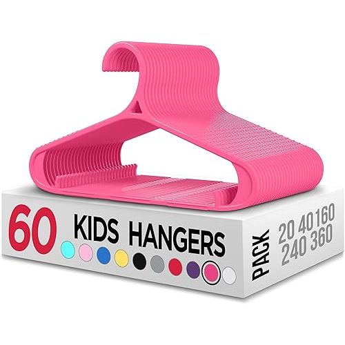 Utopia Home Kids Hangers - 11 Inch Plastic Baby Hangers for Closet - Infant or Childrens Hangers for Clothes 60 Pack (Pink)