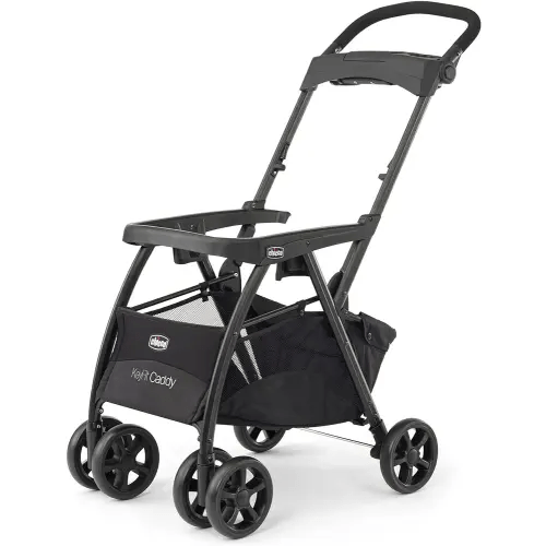 Chicco KeyFit Caddy Frame Stroller, Accepts All Chicco Infant Car Seats, Adjustable Handle, Parent Tray | Black/Black