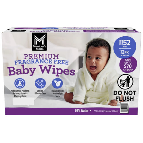 Member's Mark Premium Baby Wipes, Fragrance Free, 12 pk., 1152 Wipes - Sam's Club
