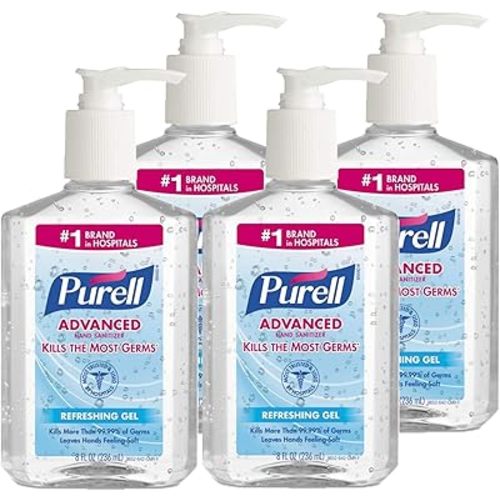 Advanced Hand Sanitizer Refreshing Gel, Clean Scent, 8 oz Pump Bottle / 4 Bottles