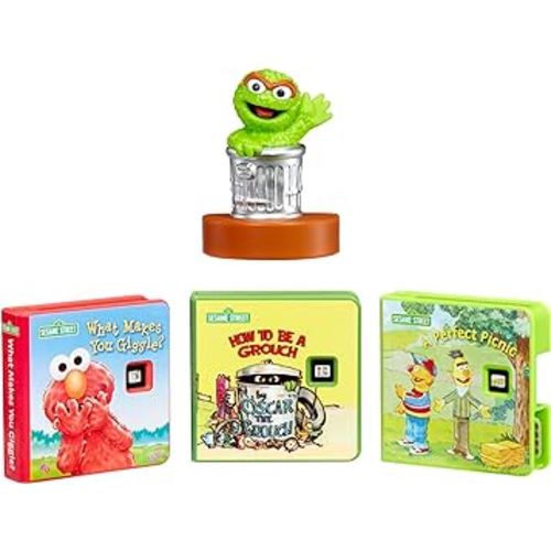 Little Tikes Story Dream Machine Oscar The Grouch & Friends Story Collection, Storytime Book Set, Books, Sesame Street, Audio Play Character, Learning Toy Gift Toddlers and Kids Ages 3+ Years