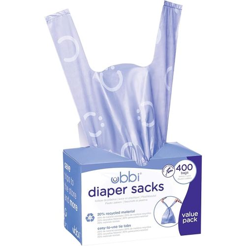 Ubbi Disposable Nappy Sacks, Lavender Scented, Easy-To-Tie Tabs, Baby Diaper Disposal or Pet Waste Bags, Value Pack, 400 Count