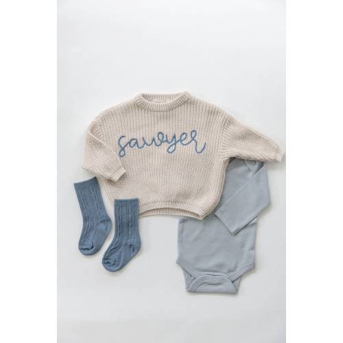 Oversized Baby Name Sweater | Cotton Toddler Sweater