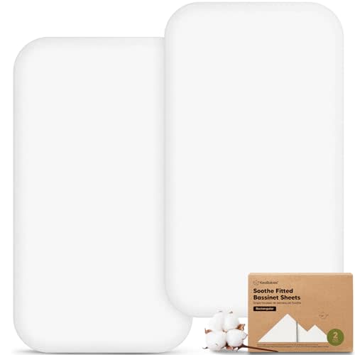 2pk Organic Bassinet Sheets, Compatible with Baby Delight (Soft White) | 100% Cotton Bassinet Sheets for Boys, Girls, 32 x 21 Rectangle Baby Bassinet Mattress Sheets, Soft Breathable Bedside Cover