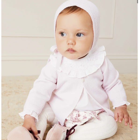 Hand Smocked Collar Long Sleeve Blouse In Baby Pink | Pepa London