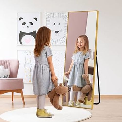NicBex Full Length Mirror, 43x16 Inch Aluminum Alloy Frame Large Wall Vanity Dressing Mirror For Bedroom, Living Room, Gold