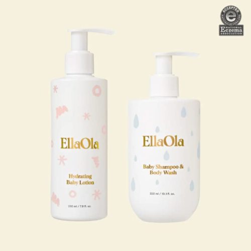 EllaOla Bath Essential Duo | Set Includes - Tear Free Shampoo & Body Wash + Hydrating Lotion | Organic Ingredients Made for Sensitive, Eczema Prone, & Irritated Skin for Babies, Infants, & Toddlers