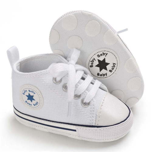 Bonario, Baby Shoes, Canvas Sneakers, White, 3-18 Months