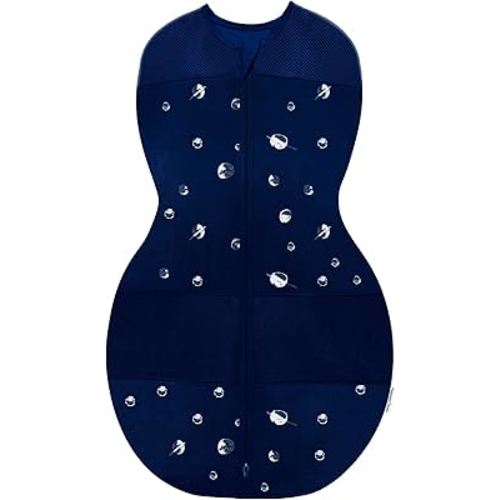 Happiest Baby Sleepea 5-Second Swaddle - 100% Organic Cotton Baby Swaddle Blanket - Doctor Designed Promotes Healthy Hip Development (Midnight Planets, Small)