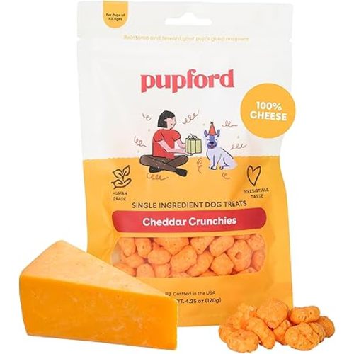 Pupford Cheese Crunchies, All-Natural, Healthy, Freeze Dried, Single-Ingredient Treat for Dogs & Puppies (Cheddar, 7.50 oz)