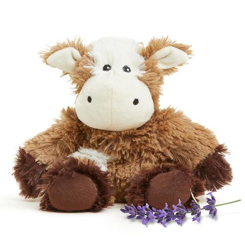 warmies Junior Microwavable & Weighted Stuffed Animals, Cow - Heated Stuffed Animal Plushie for Warmth & Comfort - Cute Soft Plush Toys for Adults & Children (Boys, Girls, Babies & Toddlers)