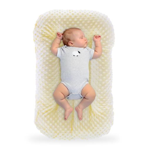 Baby Lounger Pillow,Baby Lounger Pillow for Newborn Cosleeping for Baby in Bed,Newborn Lounger Baby Nest for Boys & Girls 0-12 Months(Yellow Bean)